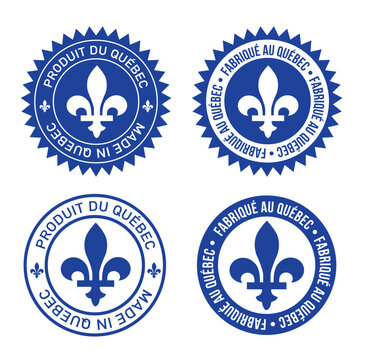 Made in quebec province round emblem symbol label vector