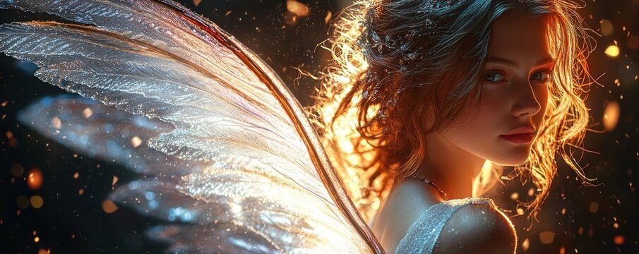 Fantasy- Photoshop overlays set featuring fairy wings and angel wings, designed for drag-and-drop ease on a black background, ideal for creative adobe composites.