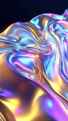 Obraz premium Iridescent Flowing Fabric Shows a Spectrum of Colors Gracefully in Abstract Background.