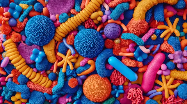 Charming Abstract Art Representations of Vibrant Microbiomes and Microscopic Organisms