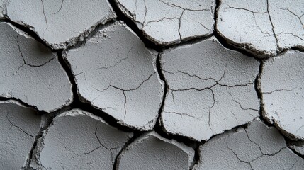 A close-up view of cracked, dry soil, showcasing the effects of drought or arid conditions.