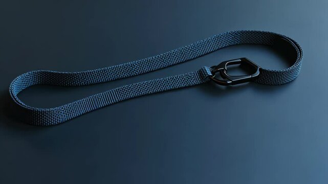 Elegant movement of a black nylon strap with metal clasp on smooth surface