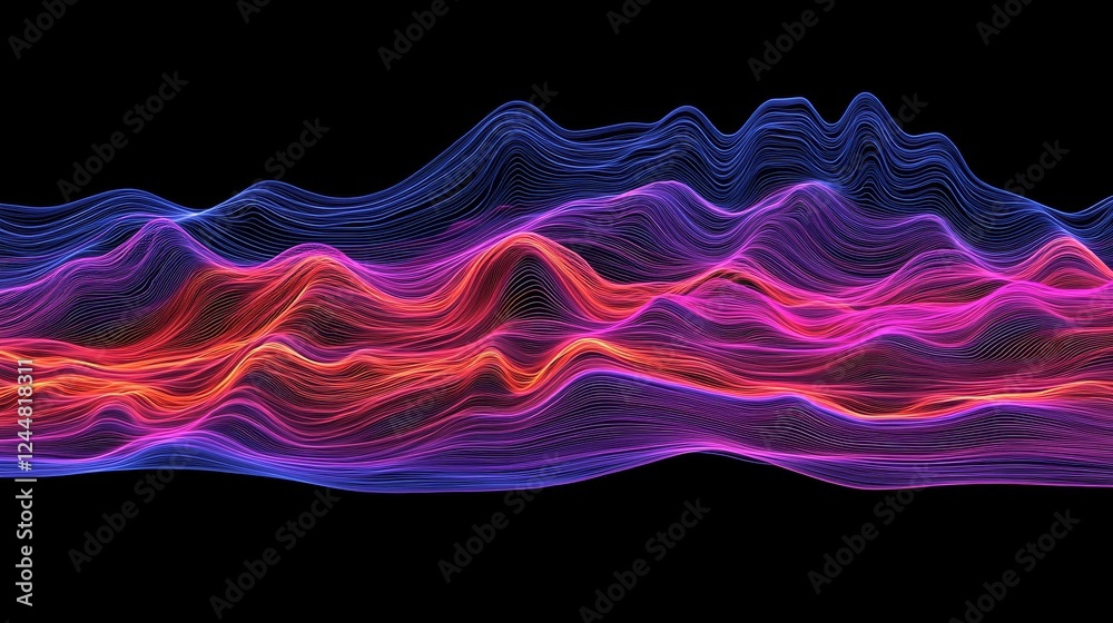 Poster abstract digital waveforms representing agricultural data visualizations