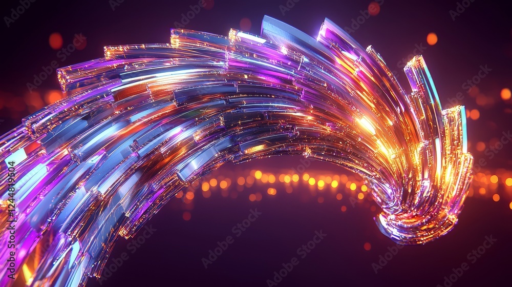 Poster dynamic abstract design showcasing evolution of light and form in motion