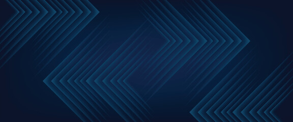 Blue abstract background with glowing arrow lines. Modern shiny blue geometric lines design. Technology futuristic concept. Horizontal banner template. Suit for cover, header, poster, banner, web