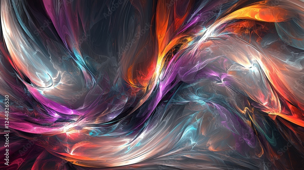 Poster abstract fusion of cellular structures with vibrant color flow design