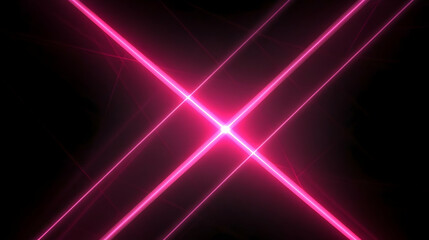 Obraz premium Pink neon lights intersect and glow brightly against a dark backdrop with a subtle grid pattern.
