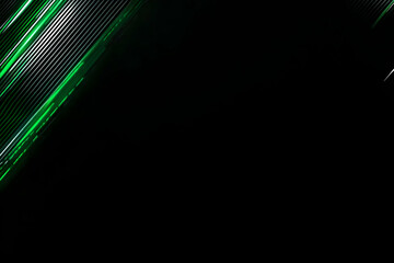 Obraz premium Abstract Background with Diagonal Green and White Light Streaks on Black Dynamically Illuminates