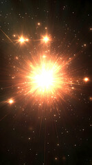 Fototapeta premium Bright Light Explodes in Space with Stars and Particles Scattered Beautifully