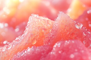 Close-up of pink granulated sugar with light reflections