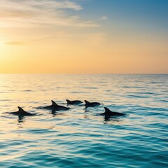 Fototapeta premium Celebrating dolphin awareness month with serene ocean sunset