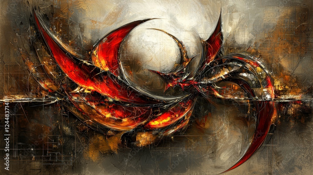 Poster abstract neural patterns in a futuristic realm of dynamic colors and shapes