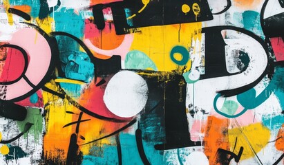 Vibrant Abstract Graffiti Art Print Colorful Street Style