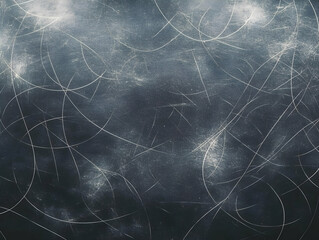 Dark Scratched Surface Shows Wear and Tear with White Marks and Lines on a Textured Background