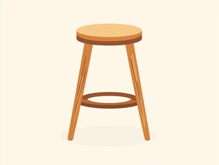 This wooden stool features a minimalist design perfect for modern interiors and casual dining spaces in any home. Isolated on white background