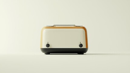 A toaster on a solid white background, flat design, front view, kitchen theme, 3D render, Splitcomplementary color scheme Isolated on white background