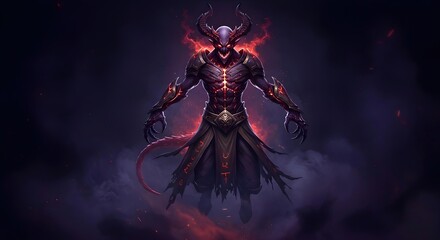 Fiery Demon Fantasy Art Digital Painting