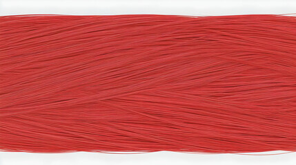 Close-up of vibrant red threads textured neatly and arranged delicately on a white background