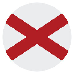 Obraz premium Flag of Alabama, United States. Alabama Circle flag. Round flag icon. Standard color. Digital illustration. Computer illustration. Vector illustration.