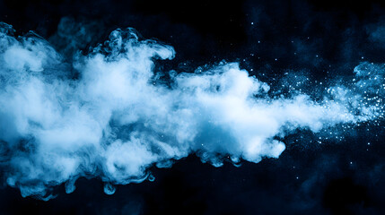 Explosive Burst of Icy Blue and White Particles Creating Frosty Effect