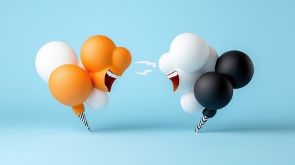 Colorful and contrasting paper cut out balloons symbolizing the diverse forms of communication connection and interaction  A playful and vibrant representation of the modern meaningful