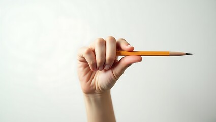 A hand holds a pencil firmly, representing creativity, precision, and control suitable for education, art, or writing related media