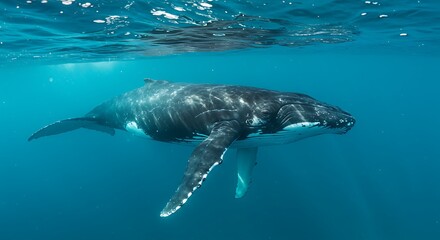Humpback Whale Swimming Underwater Ocean Wildlife