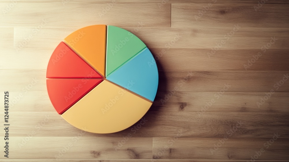 Poster a close-up of a financial pie chart displaying customer demographics, with distinct colors for age g