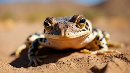Fototapeta premium closeup of a amphibian on an arid desert background