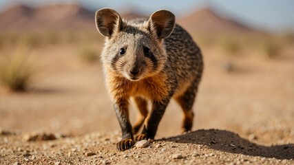 Naklejka premium closeup of a mammal on an arid desert background