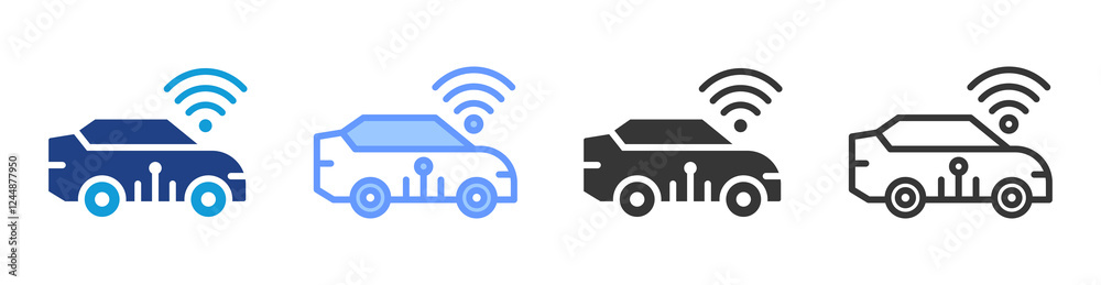 Aufkleber autonomous vehicle icon set multiple style collection