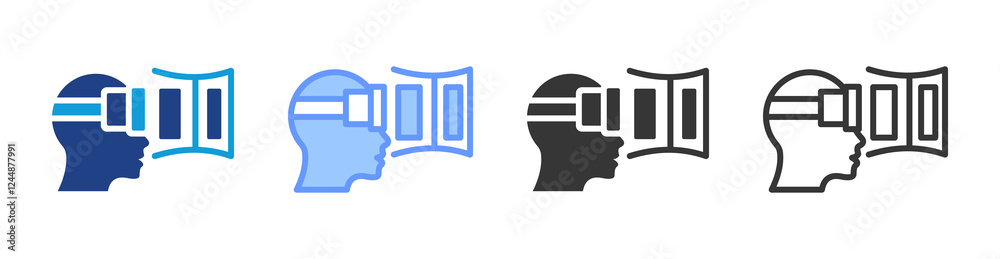 Poster virtual reality icon set multiple style collection