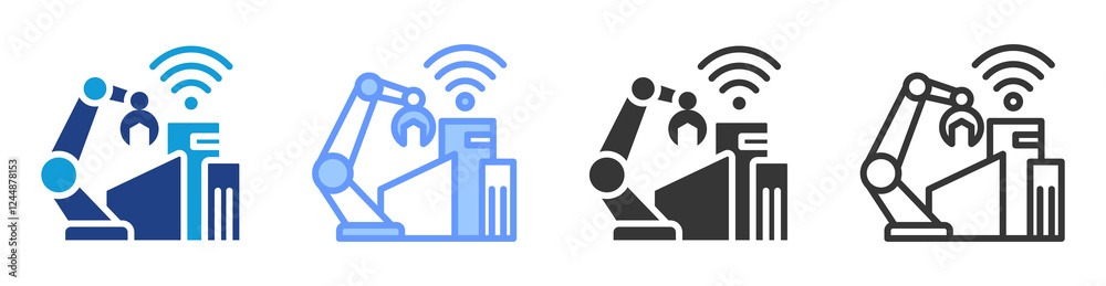 Poster industrial automation icon set multiple style collection