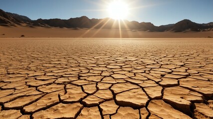 closeup of a intense sunlight on an arid desert background