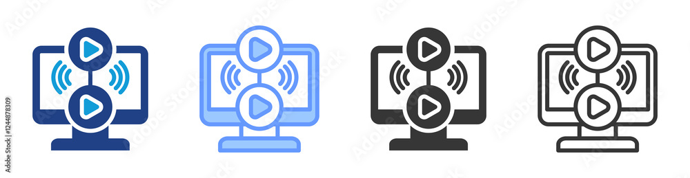 Poster Seamless streaming icon set multiple style collection