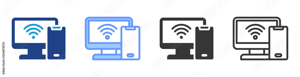Poster Connected device icon set multiple style collection