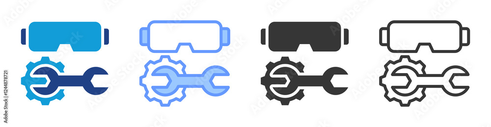 Aufkleber augmented manufacturing icon set multiple style collection
