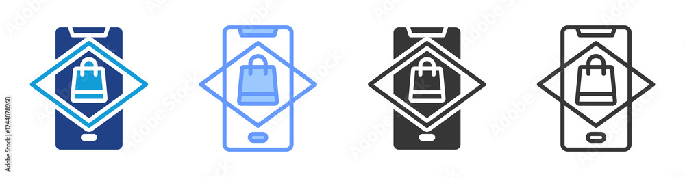 Poster Augmented commerce icon set multiple style collection