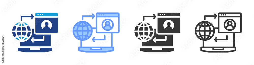 Poster media transformation icon set multiple style collection