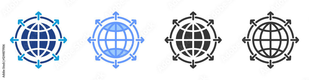 Poster Global expansion icon set multiple style collection