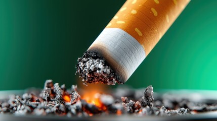 Cigarette ash forming a symbolic desert landscape representing the environmental degradation and climate crisis