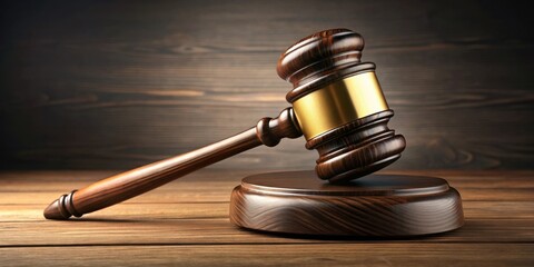 Gavel on Wooden Sound Block, Symbol of Justice and the Law