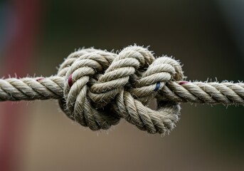 Strong double knot with close-up of thick rope symbolizing connection and stability
