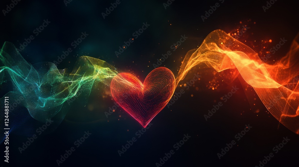 Aufkleber A conceptual graphic showing a heart wave merging with sound waves, illustrating the connection between heartbeats and sound in a creative visual