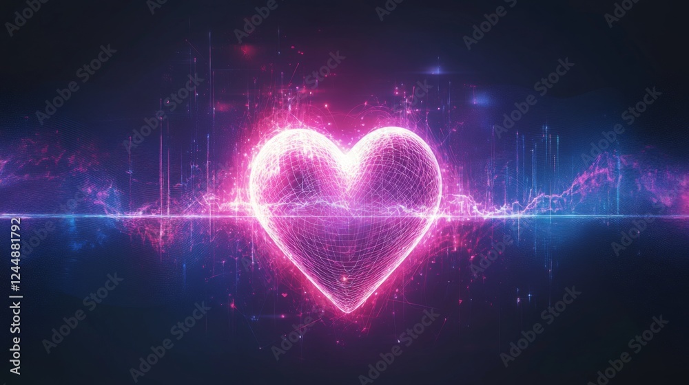 Aufkleber a conceptual graphic showing a heart wave merging with sound waves, illustrating the connection betw