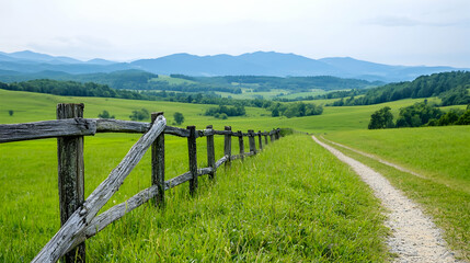 Rolling hills path fence landscape nature scenic travel