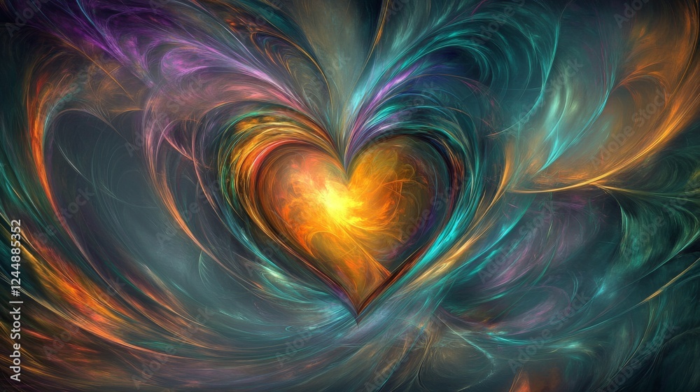 Leinwandbilder a creative visualization of heart waves morphing into abstract shapes, representing the life force a