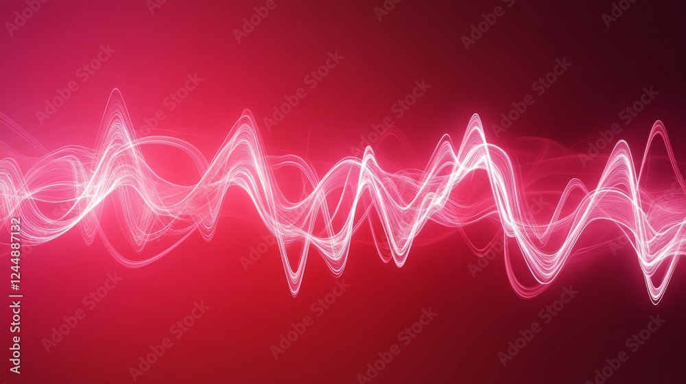 Poster a digitally created visualization of heart waves pulsating in synchronization, with a gradient backg