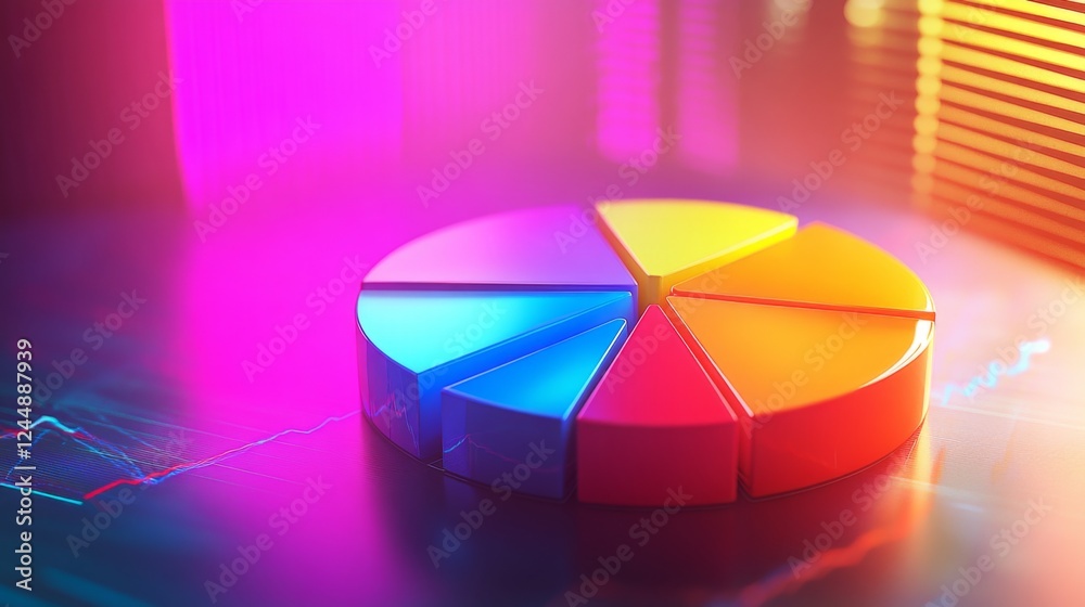 Leinwandbilder a dynamic financial pie chart with bright, segmented slices showing business income allocation, over