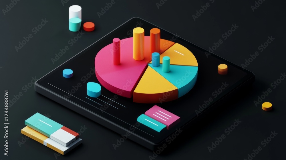 Leinwandbilder a financial pie chart highlighting different revenue streams for a startup, with vivid colors and ic